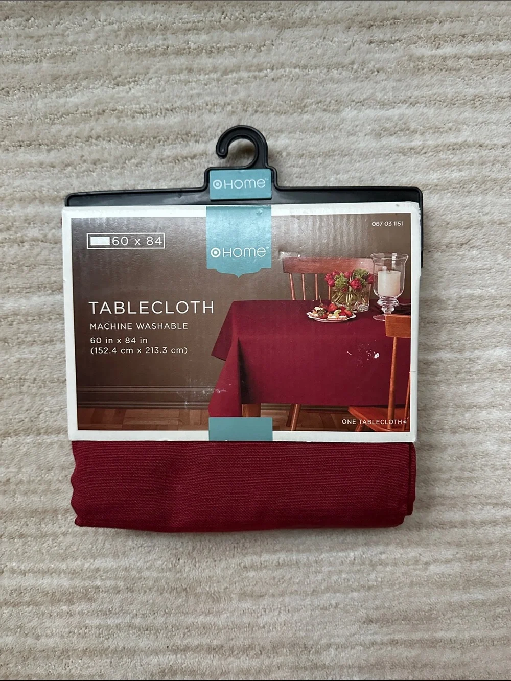 NWT Target Home Tablecloth Red Cotton Polyestery Size 60” x 84”
